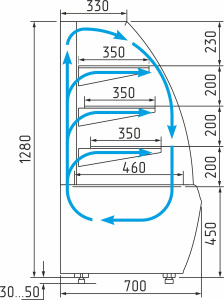 Витрина кондитерская Carboma K70 VV 0,9-1 STANDARD 9006-9005 (ВХСв-0,9д Люкс ТЕХНО)