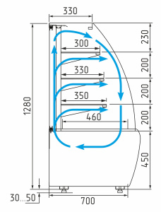 Витрина кондитерская Carboma K70 VM 0,9-2 STANDARD 9006-9005 (открытая)