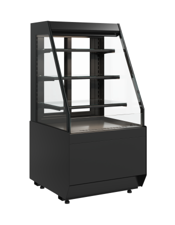 Витрина кондитерская Carboma KC70 VM 0,6-2 STANDARD 9005 (открытая, скошенная боковина, версия 2.0)